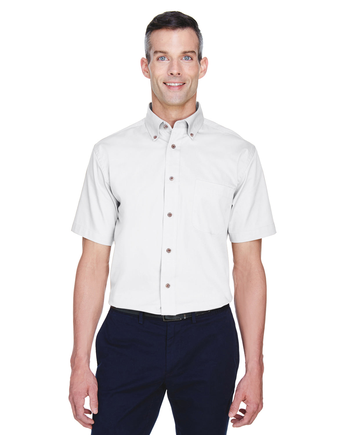 Men's Easy Blend Short Sleeve Twill Shirt with Stain Release