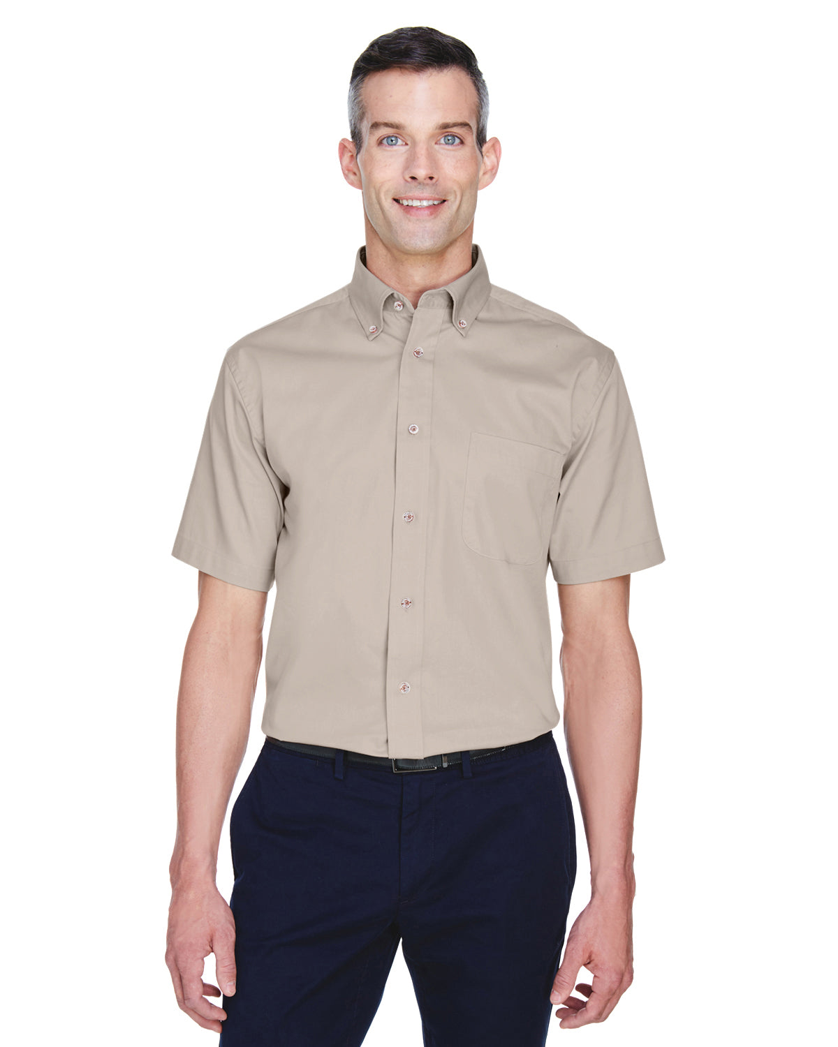 Men's Easy Blend Short Sleeve Twill Shirt with Stain Release